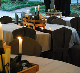 Tables lit by candles 